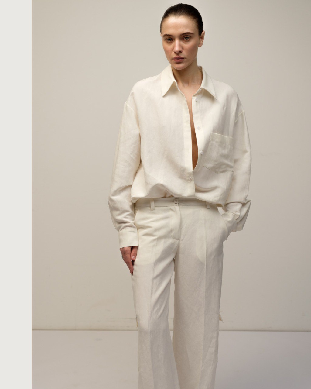 Jane linen and silk oversized shirt