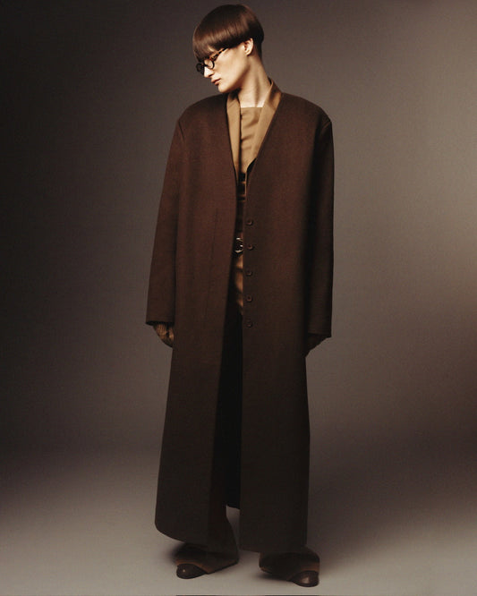 Emma collarless wool coat