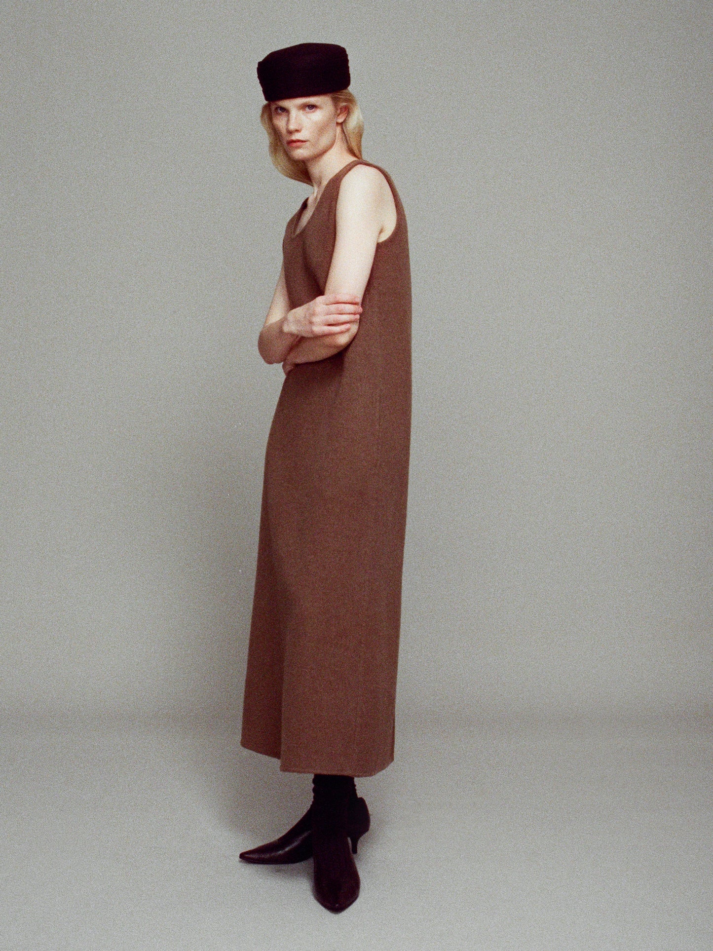 Suella wide straps cashmere dress