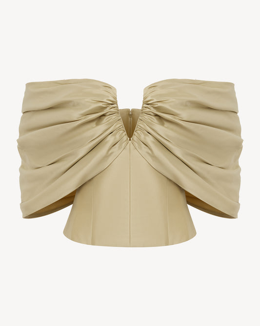 Charlotte draped taffeta top
