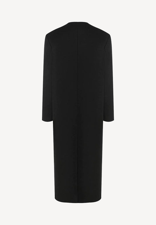 Emma collarless wool coat