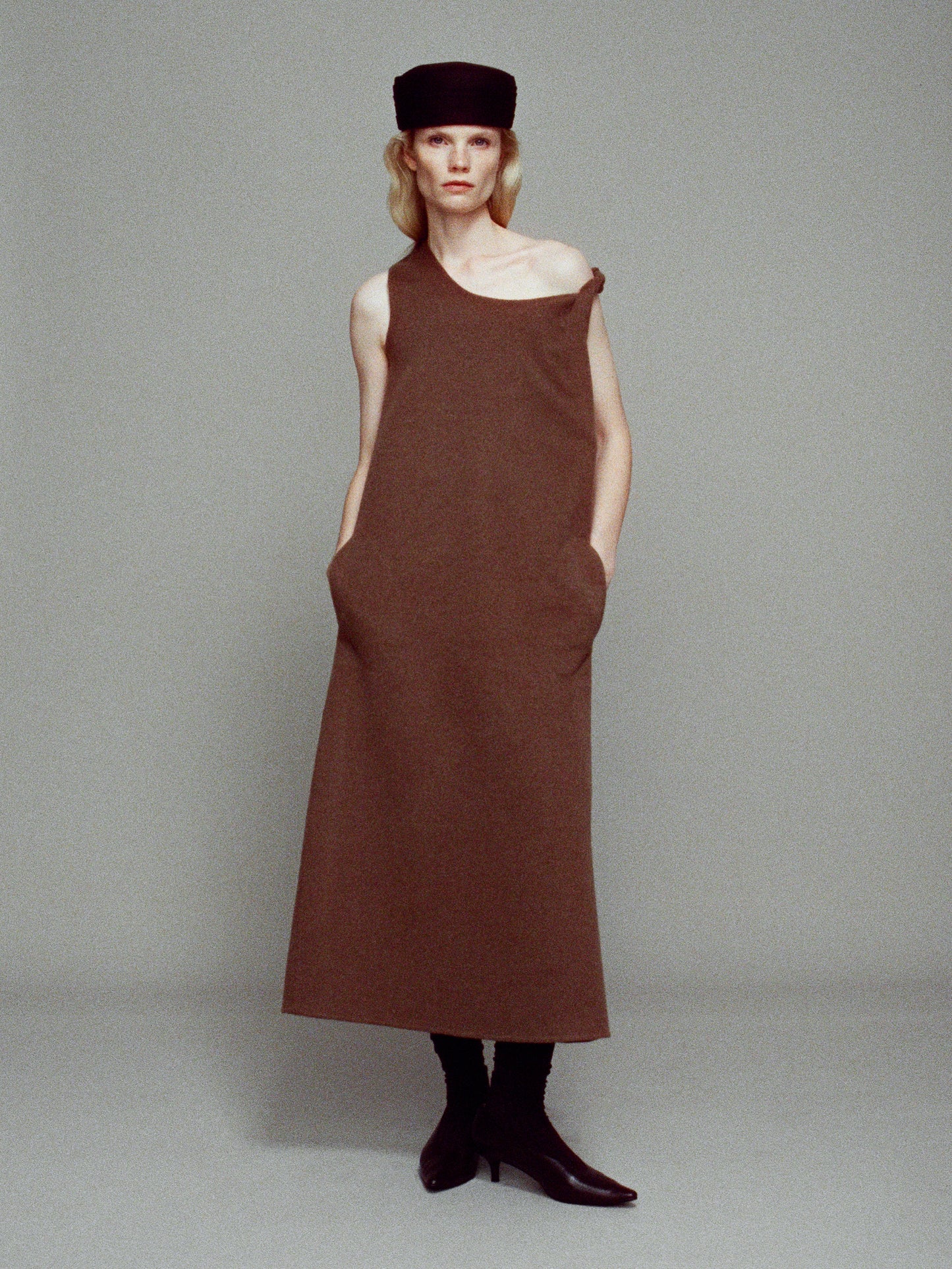 Suella wide straps cashmere dress