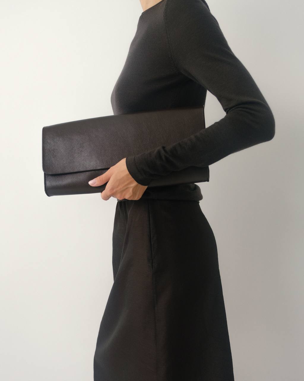 Noreen elongated leather clutch